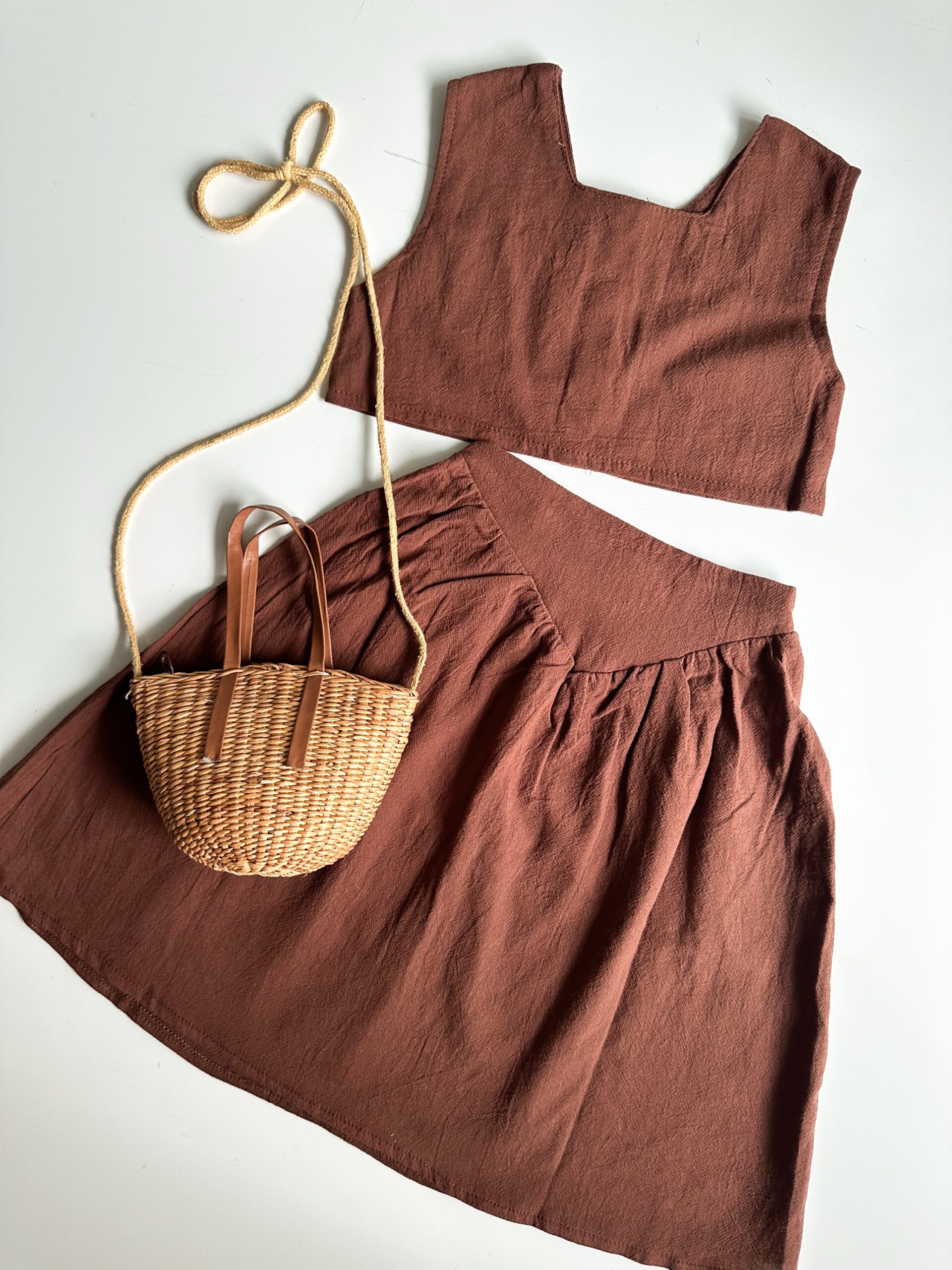 Choco Set-Midi Skirt+Crop