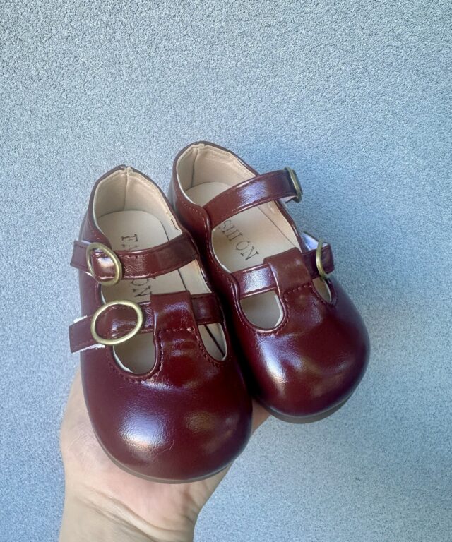 Kenzi T-bar Shoes - Burgundy